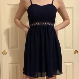 Navy Blue Chiffon Dress